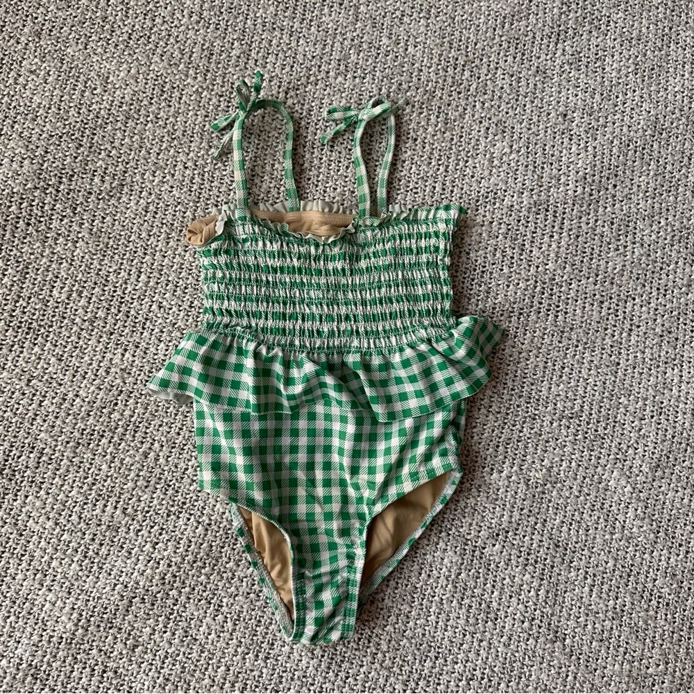 Green Gingham One-Piece Swimsuit